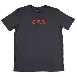 Oakley Shirt Men's Short Sleeve Tee Embroidered Crew Neck Gray Orange Large
